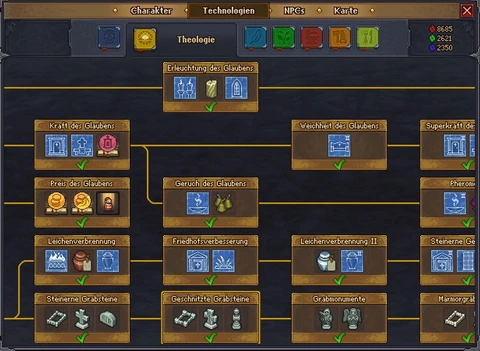 InGame-Screenshot "Skill-Tree", Graveyard Keeper
